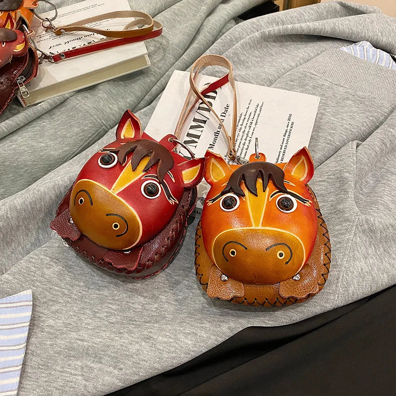 High Quality Pony Mini Key Bag Kawaii Zodiac Car Key Pouch High-end Portable Pocket Keychain Case Coin Wallet