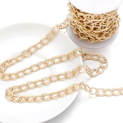 5 Yards Metal Aluminum Flat Chains Gold Silver Color Twisted Curb Chain for DIY Jewelry Making Bag Clothing Components Supplies