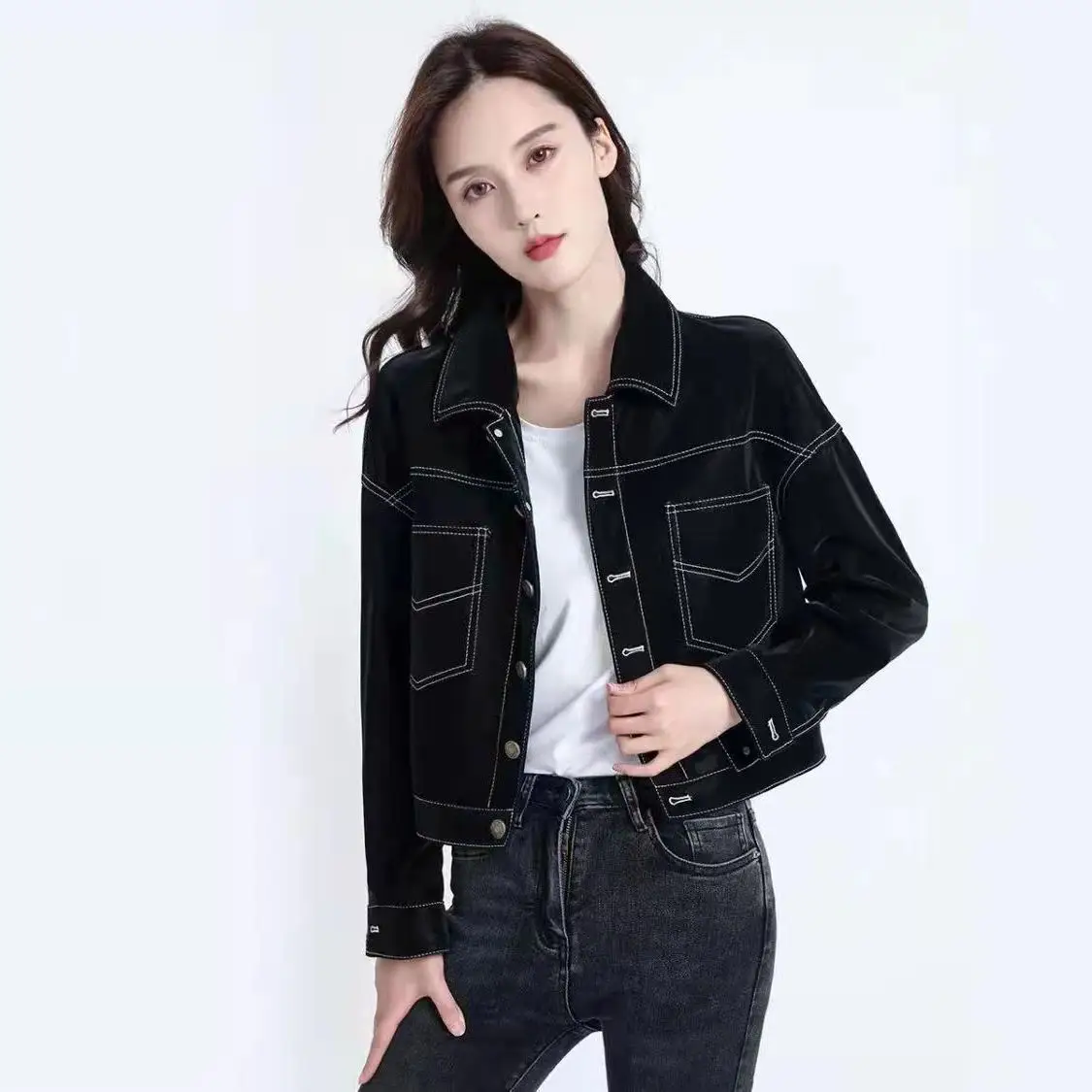 Autumn and Winter New Short Sheepskin Velvet Leather Korean Version Casual Jacket Real Leather Coat Women's Coat