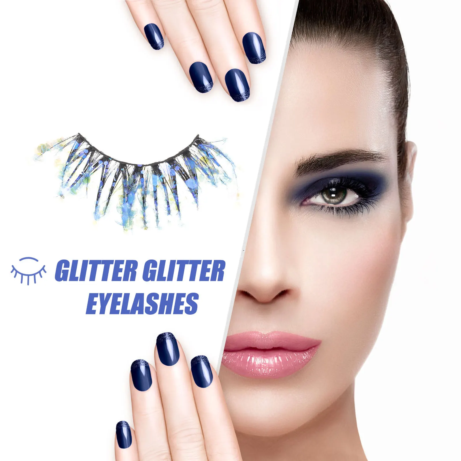 4Pairs False Eyelashes Glitter Colored Makeup Lashes for Cosplay Party Fashion Show Sparkly Eye Look Enhanced Volume