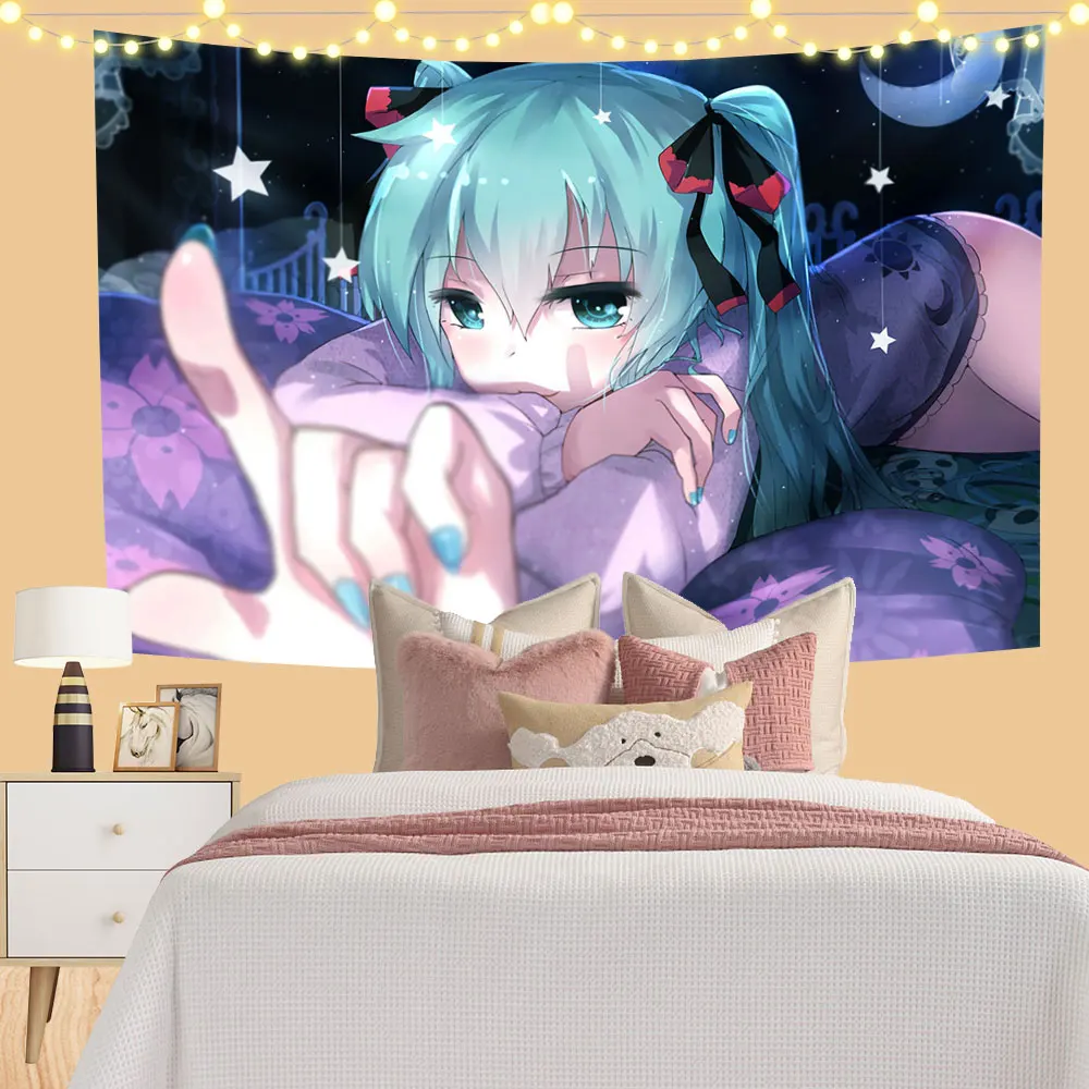 Kawaii Wall Hanging Tapestries Anime Cute Girl Bedroom Bedside Decorative Japanese Cartoon Home Decorations