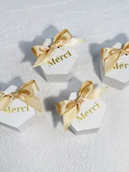 Thank you Exquisite polygonal box with gilded meri, suitable for wedding decoration and birthday party scenes, can hold candies