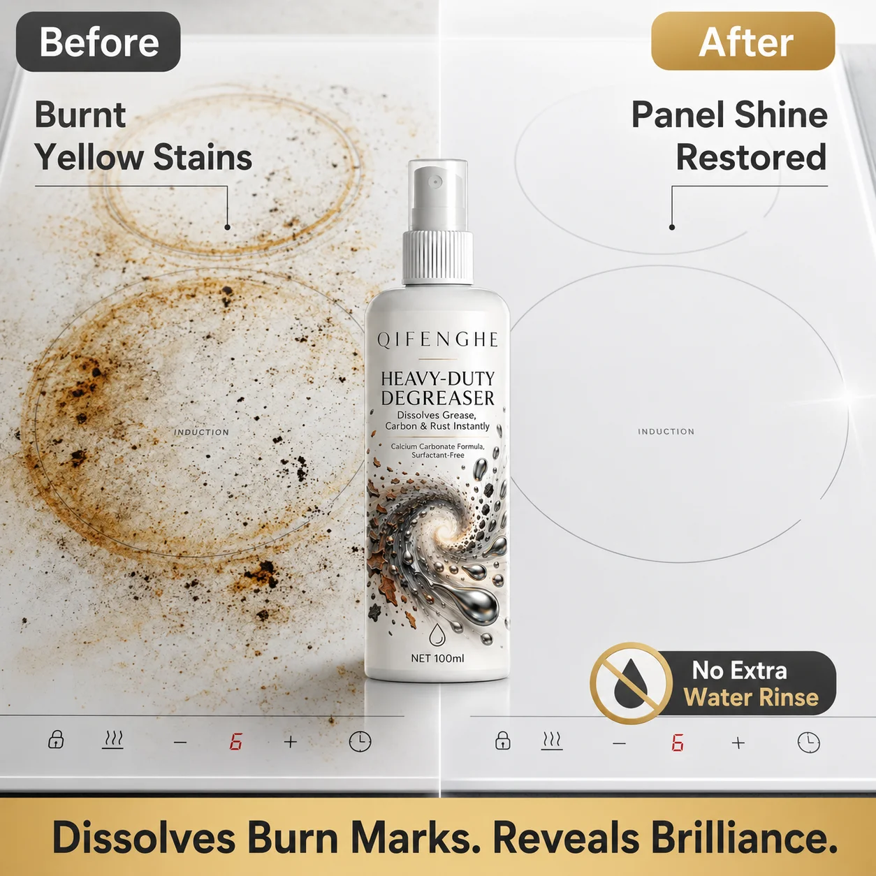 QIFENGHE Kitchen Degreaser 100ml, Oven Grill Cleaner, Dissolves Heavy Grease and Grime, Rust Remover, Metal Polish, Brush-on For