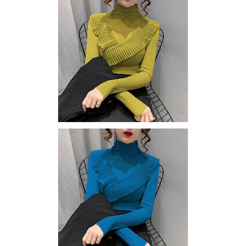 

Полые кружевные водолазки, пуловер, вязаный свитер, модная тонкая базовая рубашка, топ