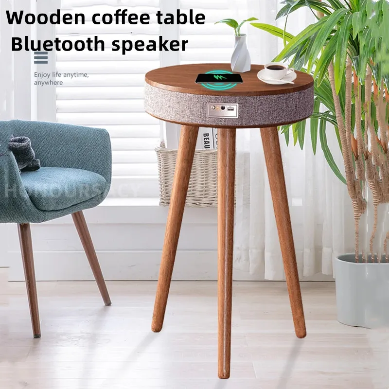 Creative Smart Coffee Table with HIFI Bluetooth Speaker Wireless Charging Nordic Style Living Room Side Table with Stereo Audio