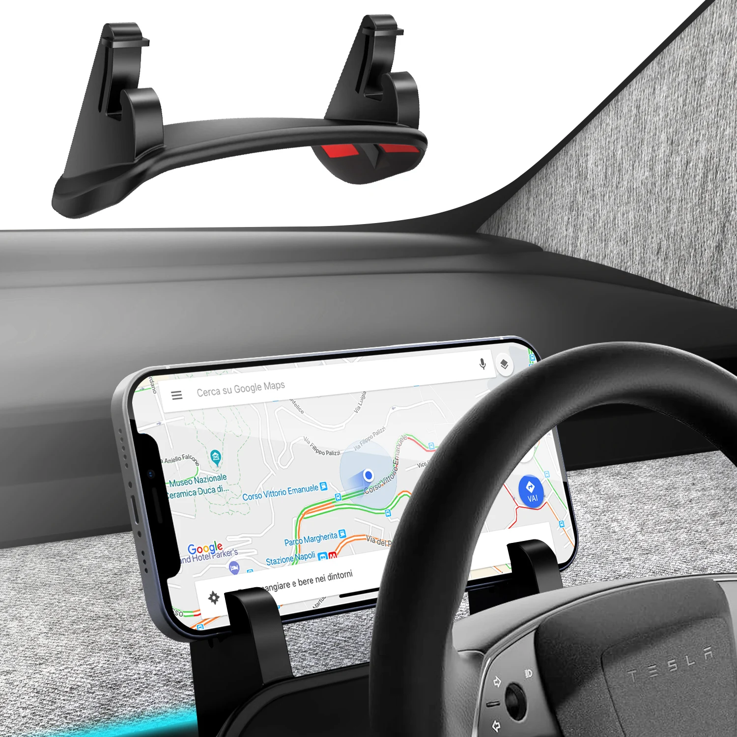 Silicone Car Cell Phone Mount Behind Steering Wheel For Tesla Y And 3 2019 2020 2021 2022 2023 2024 Mobile Phone Holder