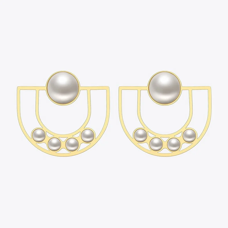 

Enfashion U and Pearl Earring Stainless Steel Stud Earrings For Women Earings Fashion Jewelry Boucle D'oreille EDS181062