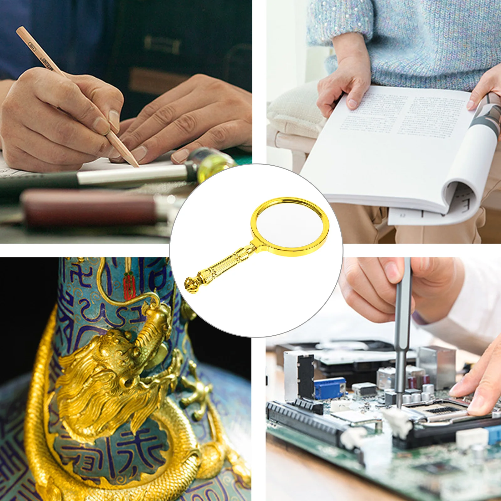 عدسة مكبرة مطلية بالذهب معدنية محمولة لقراءة المجوهرات والحرفية أداة مكبرة قابلة لإعادة الاستخدام #5
