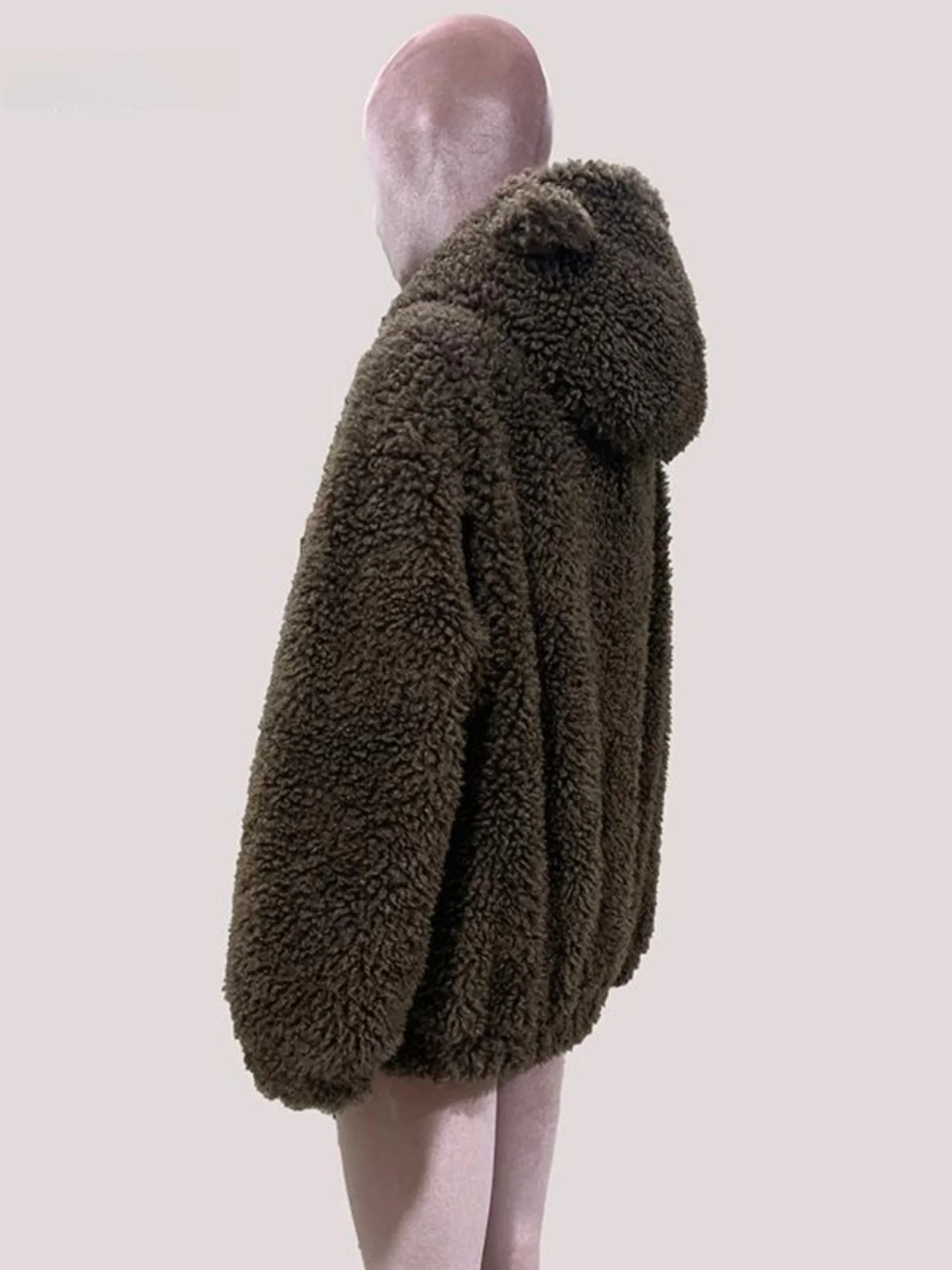 

Cute Bear Ear Hooded Lamb Fur Jaet Women's Autumn Winter Warm Thiened Cotton Young Sle Faux Fur Leather Coat