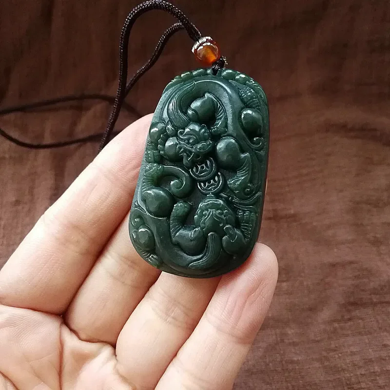 Natural Hetian Jade Pixiu Pendant Tiger Necklace Fine Jewelry Carved Jadeite Amulet Fashion Charm Gifts for Women Men