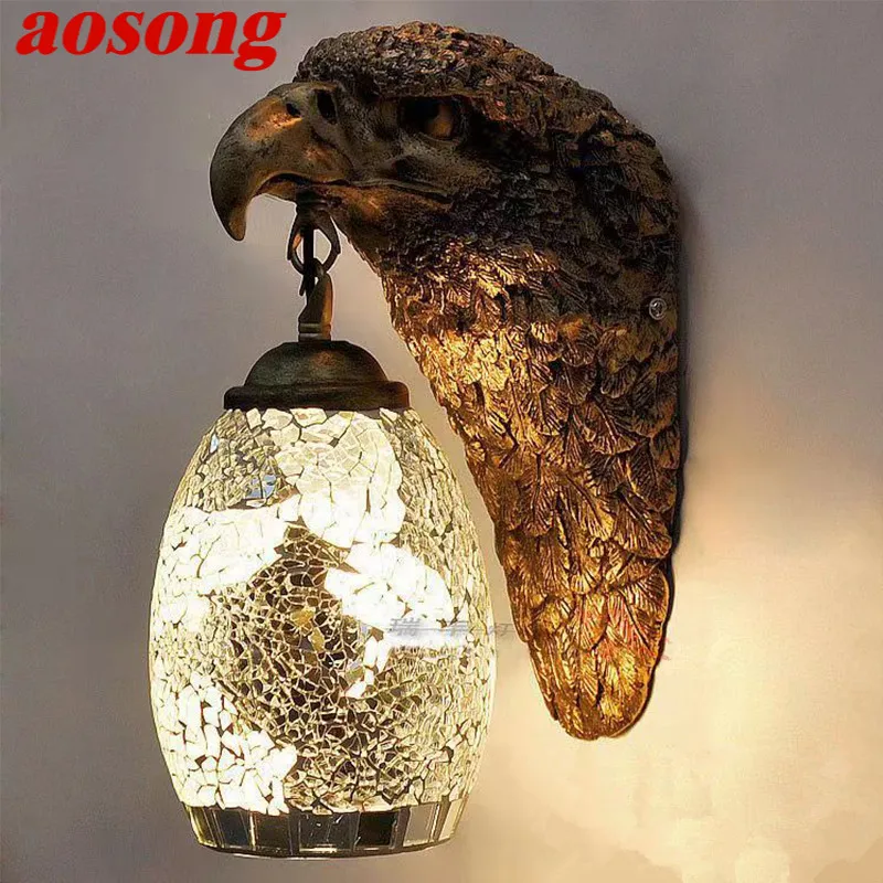 

AOSONG Contemporary Eagle Wall Lamp Personalized And Creative Living Room Bedroom Hallway Bar Decoration Light