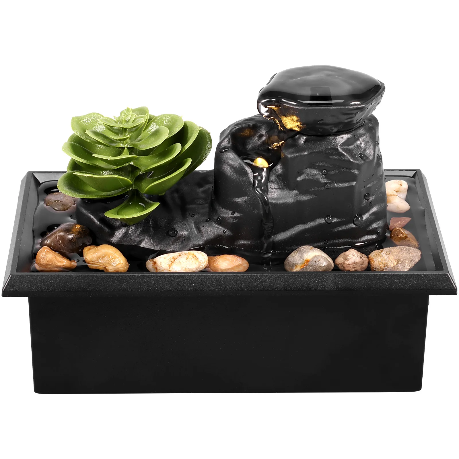 NONE Tisch-Wasserfall, Heimdekoration, Entspannung, Meditation, Desktop-Brunnen mit weichen Lichtern, fließendes Wasser, Ornamente, Muttertagsgeschenke 3