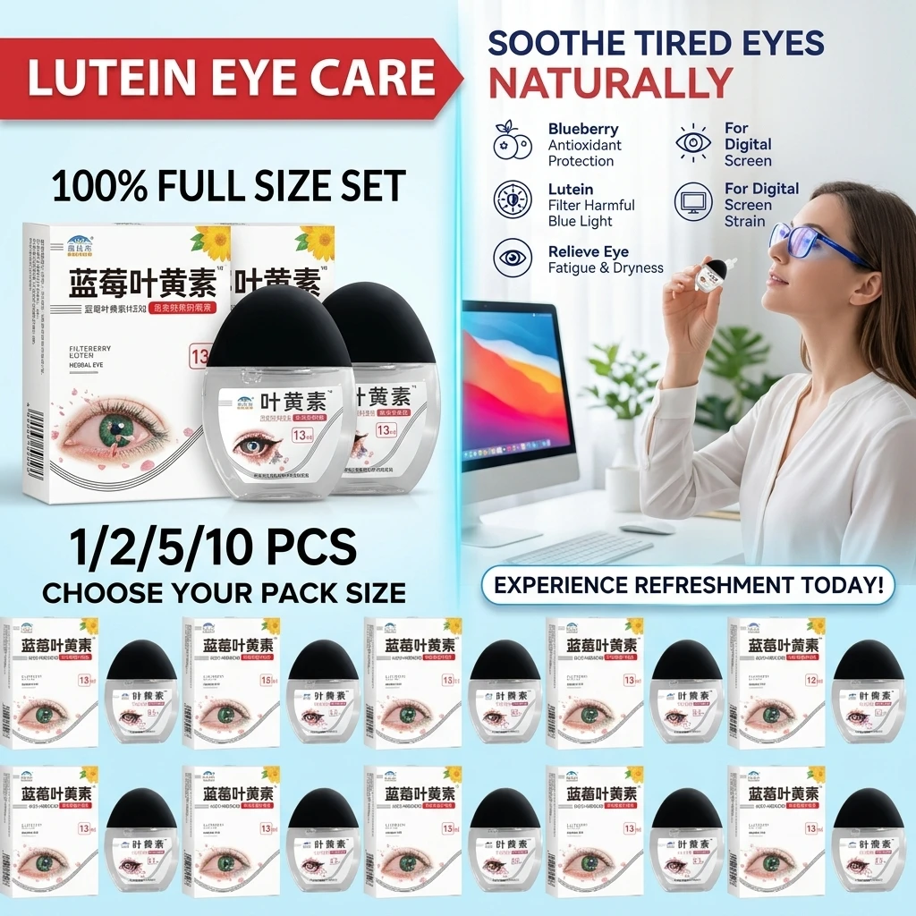 Lutein Eye Care Solution Reduce Eye Fatigue Dryness Gentle Cleaning Beneficial for Vision Health and Blue Light Protection 10PCS