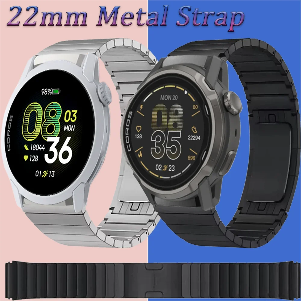 22mm Stainless Steel Strap for COROS APEX 4 42mm/PACE 4/PACE Pro Metal Watchband for CMF Watch 3-2-1 Pro Suunto Verical 2-1/Run
