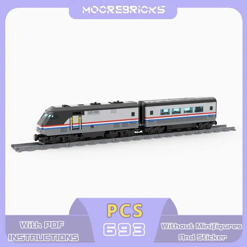 MOC 8 Breiter Metroliner Zug Baukasten Motorisierter Moderner USA Hochgeschwindigkeits-Stadtbahn-Personenzug Bausteine Spielzeug für Erwachsene