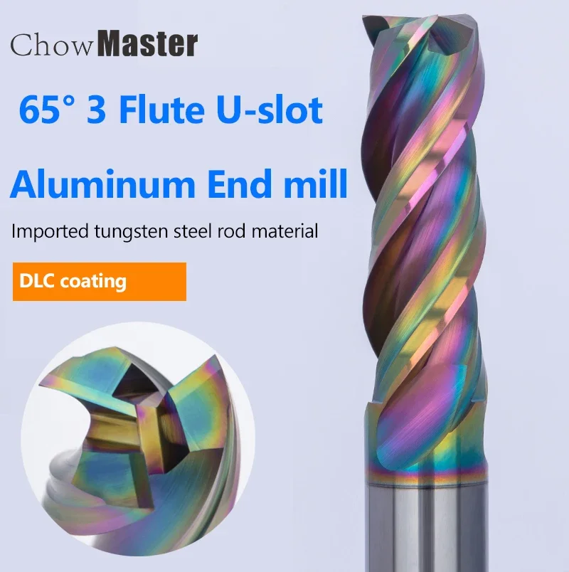 HRC65 1-20m Colorful coated Aluminum Copper Wood Cutter Endmill 3 Flute Cnc Milling Tools Tungsten Steel Milling Cutter End Mill