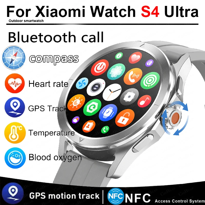 

S4 Ultra GPS Track Спортивные Смарт-часы Мужчины AMOLED HD Экран Bluetooth Вызов NFC Сердечный ритм Водонепроницаемые Смарт-часы Для XIAOMI 2025Новинка