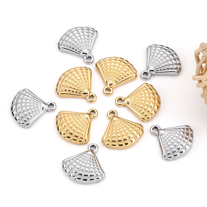 5Pcs Stainless Steel Sea Shell Pattern Charms For DIY Bracelets Necklaces Jewelry Materials Making Fashion Pendant Accessories