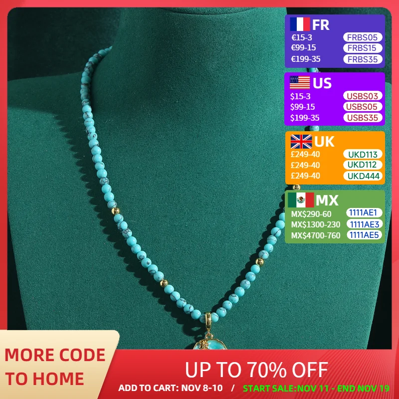 4mm Bohemia Vintage Beads Necklace Jewelry Round Blue Pendants Chain Stone For Woman Luxury Designer Wedding Accessories Bridal