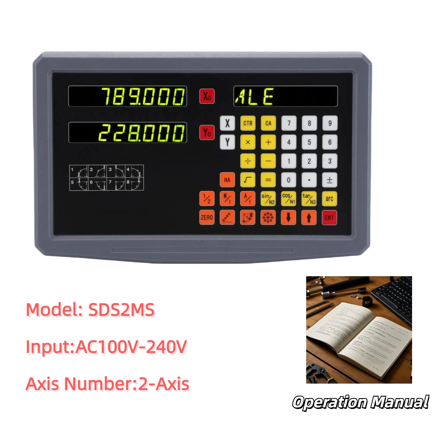 SDS2MS 2-осевой комплект DRO, фрезерный токарный станок, цифровой дисплей считывания с 2 шт., 5 мкм, оптическая линейка, линейный кодировщик шкалы