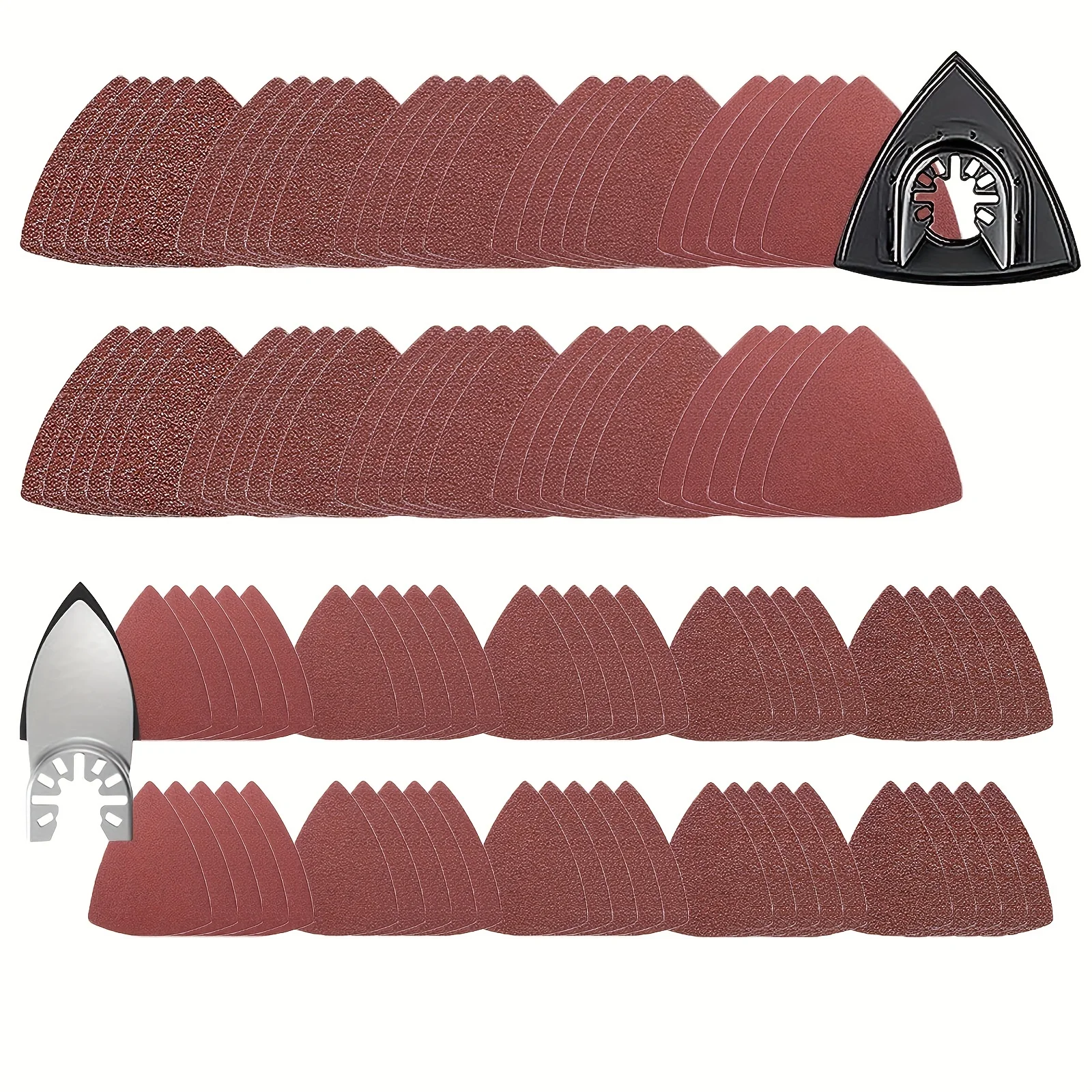 102pcs Oscillating Tool Detail Sanding Pads Kit 1Pcs Triangle Sanding Pads And 1Pcs Finger Sanding Pad 100Pcs Multitool