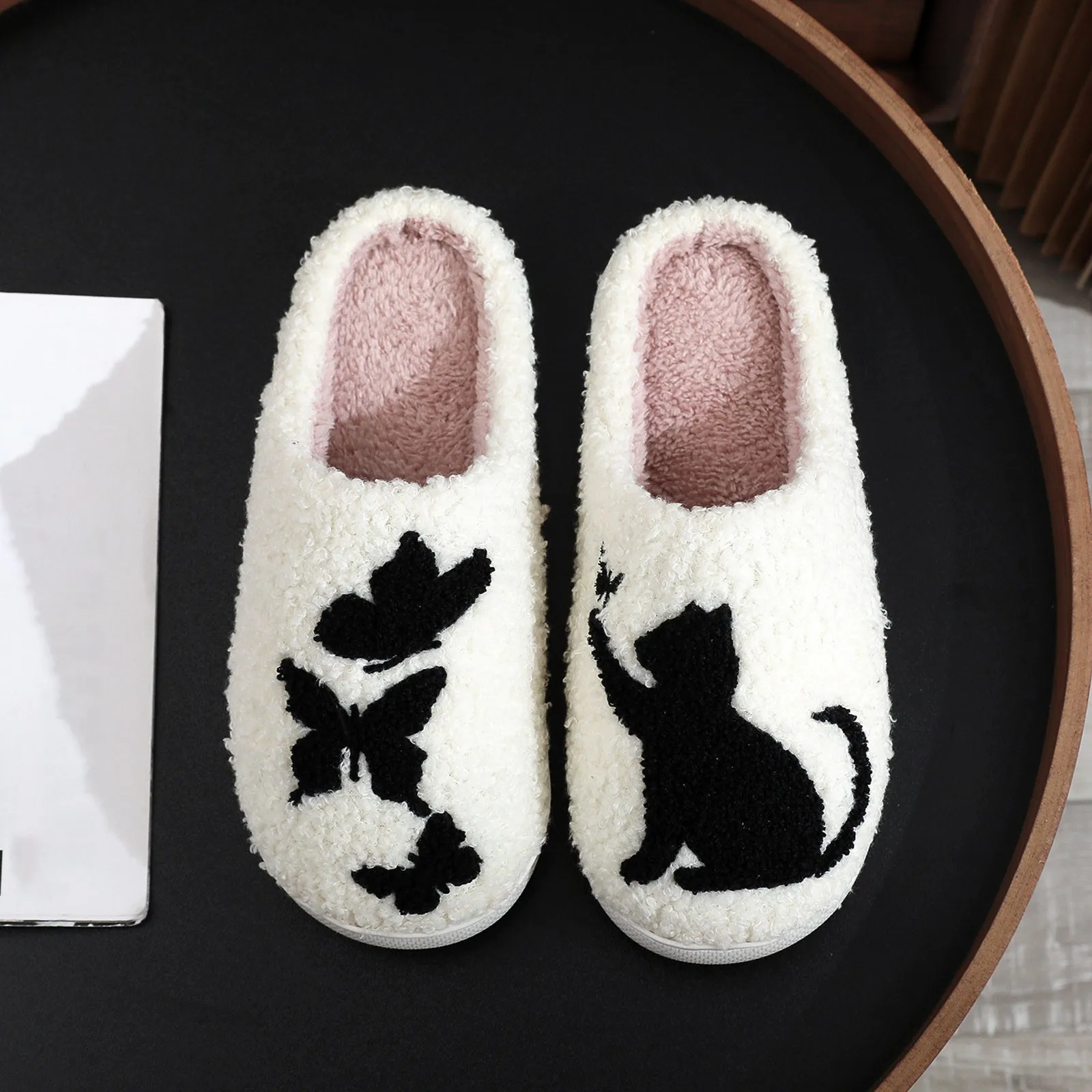 

Winter Fashion Couples Pattern Cotton Slippers For Men And Women Comfortable Home Warm Women Cute Cats Butterfly Comfy Slippers