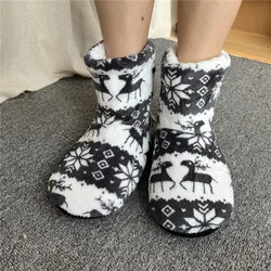 Winter Warm Slipper Womens House Fluffy Christmas Elk Fur Contton Plush Skid Anti Indoor Flat Fuzzy Female Shoes Home Boots 2023