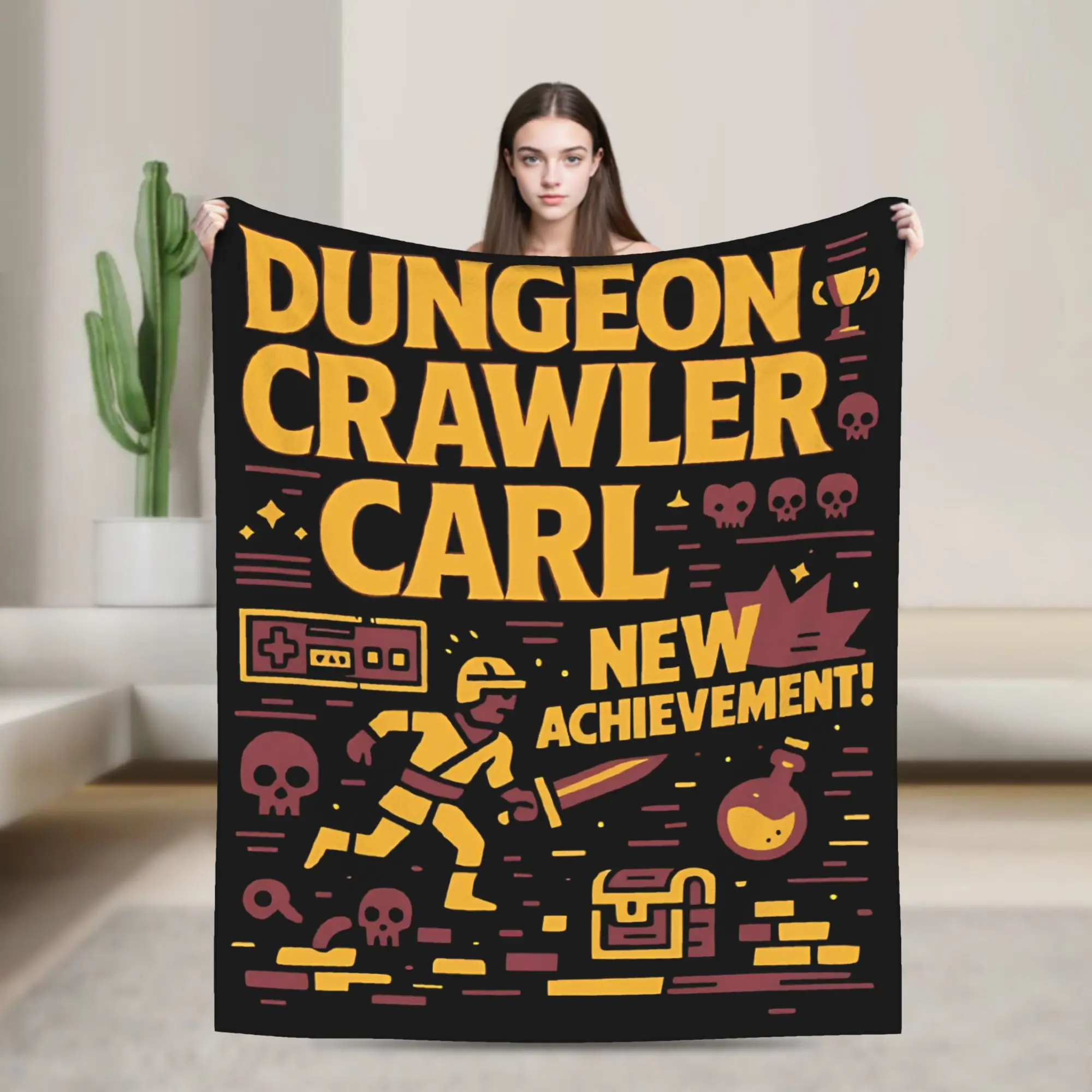 

New Achievement Blanket Dungeon Crawler Carl Fuzzy Vintage Breathable Throw Blanket for Bed Sofa All Season,