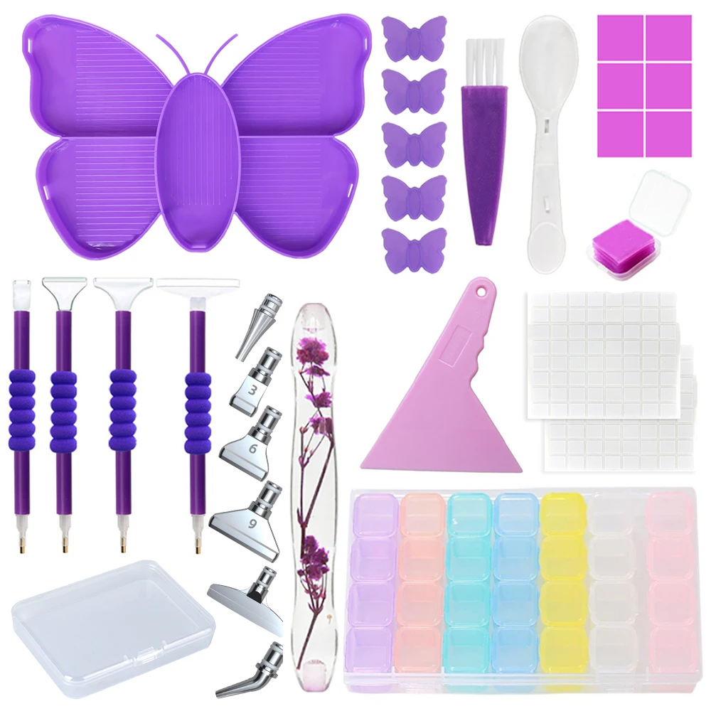 Diamond Painting Butterfly Tray Pen Accessories Square Pens Light Glue Diy Tools Paintings Nib Diamonds Metal Tip Funny Lot 5d