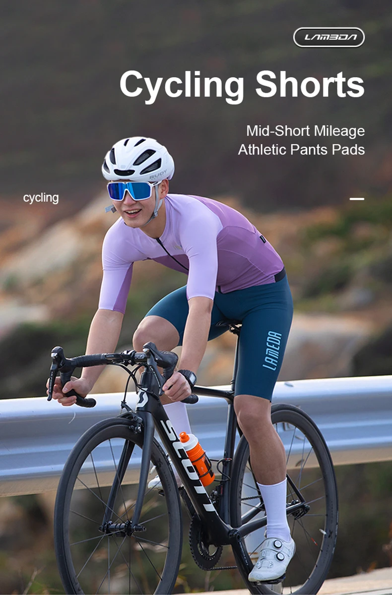 LAMEDA Herren-Radlerhose mit Stoßdämpfungspolster MTB-Shorts Rennrad-Kurzhose Sommer-Fahrradbekleidung Fahrradkleidung für Männer – Detail 1