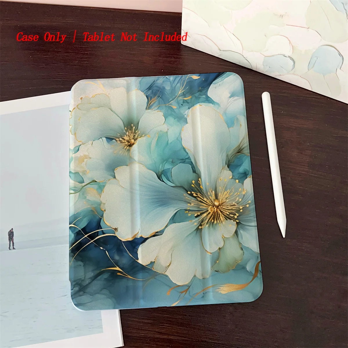 

Elegant Blue-White Open Blossom iPad Cover For Apple iPad 10.2 10.9 Inch Air 3 Pro 11 Mini 6 Shockproof Case