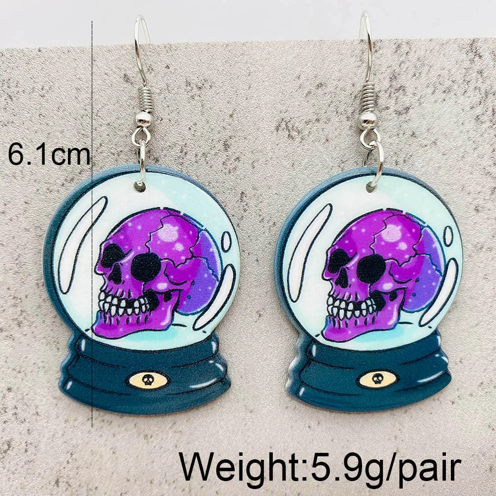 Halloween Jewelry Dark Medicine Bottle Skull Funny Acrylic Drop Earrings Trendy Boutique Halloween Jewelry Wholesale