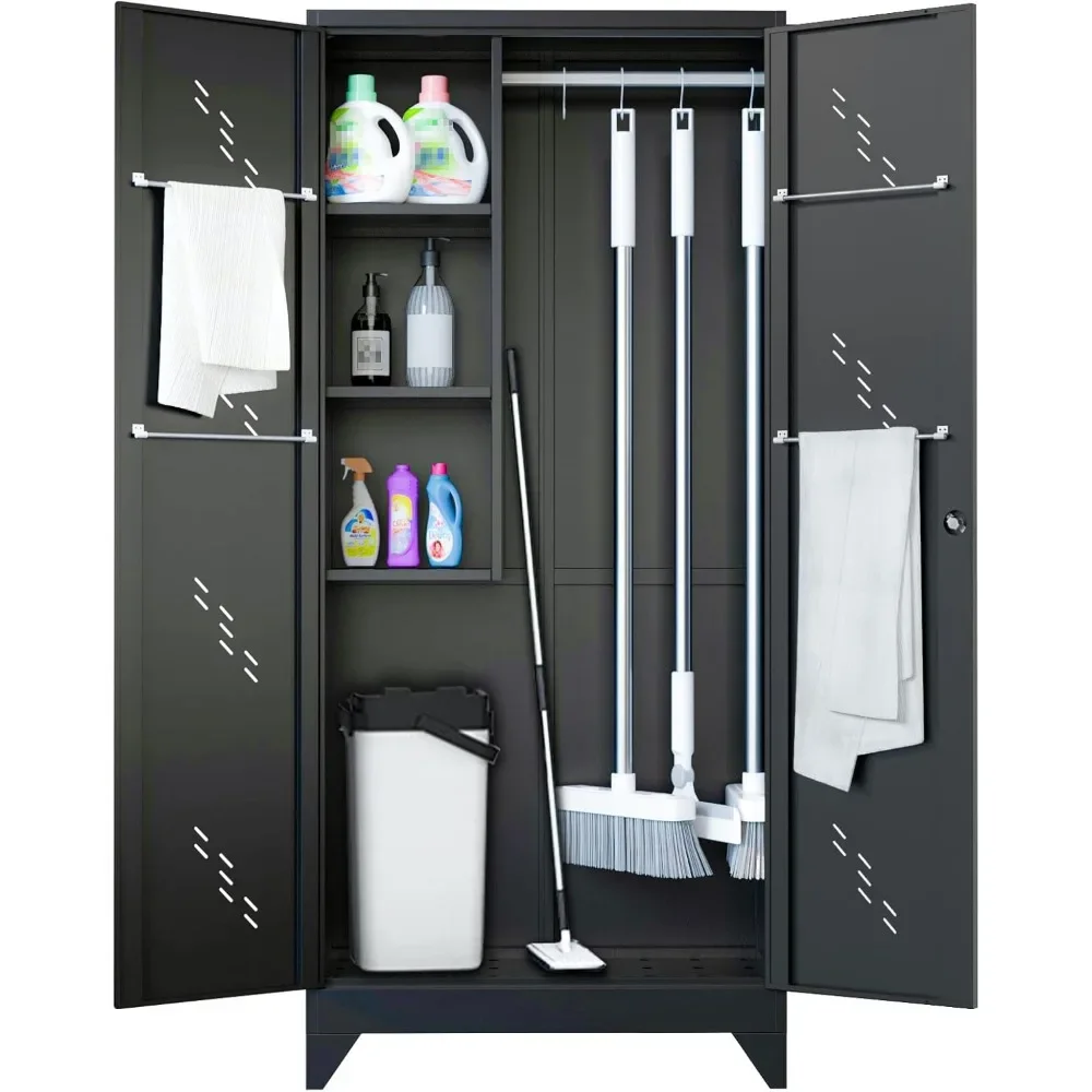 

75" Tall Metal Storage Cabinet - Locking Tool Cabinet for Garage/Office w/Stainless Steel Base