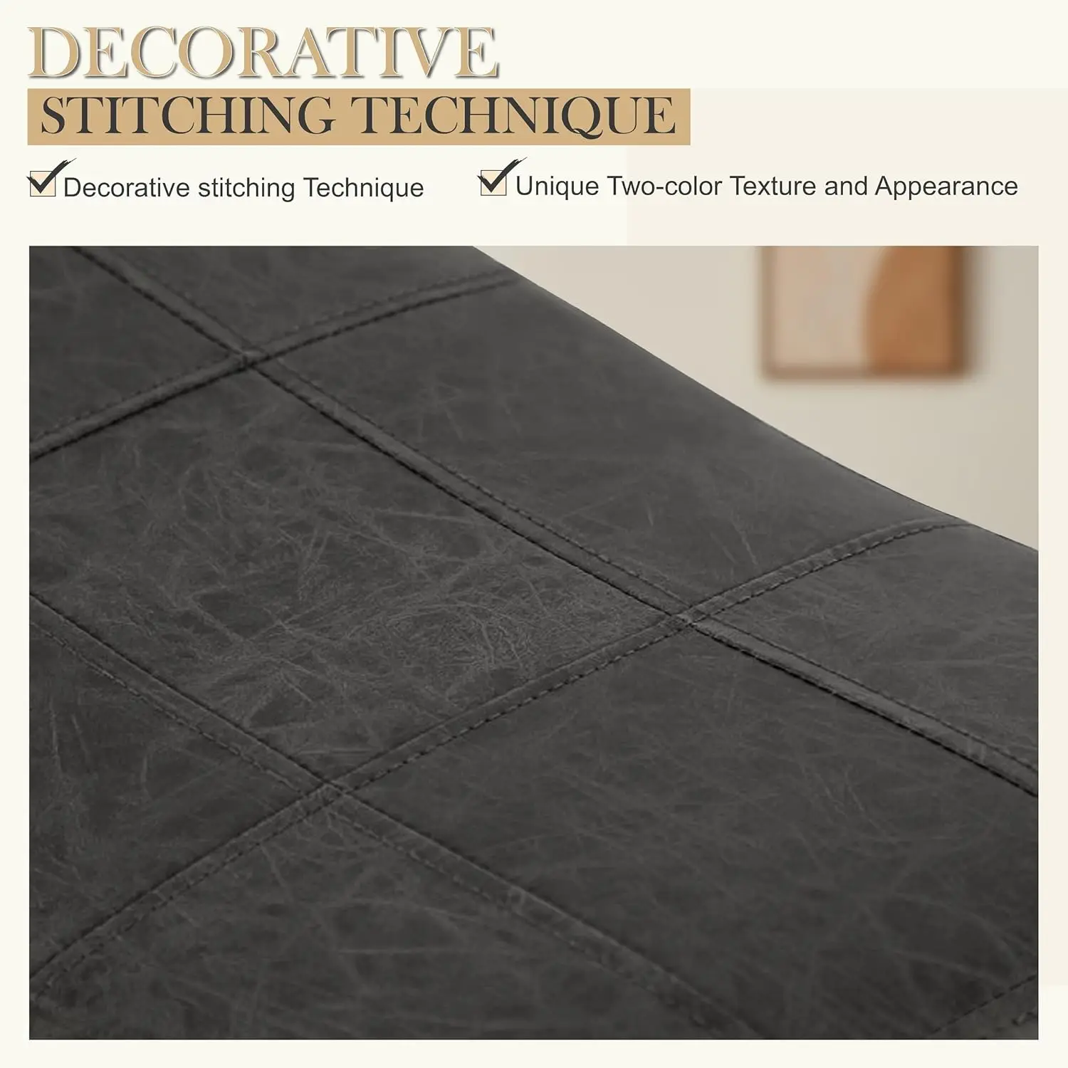 Набор из 4-х барных стульев в фермерском стиле с мягким сиденьем и ножками из массива дерева