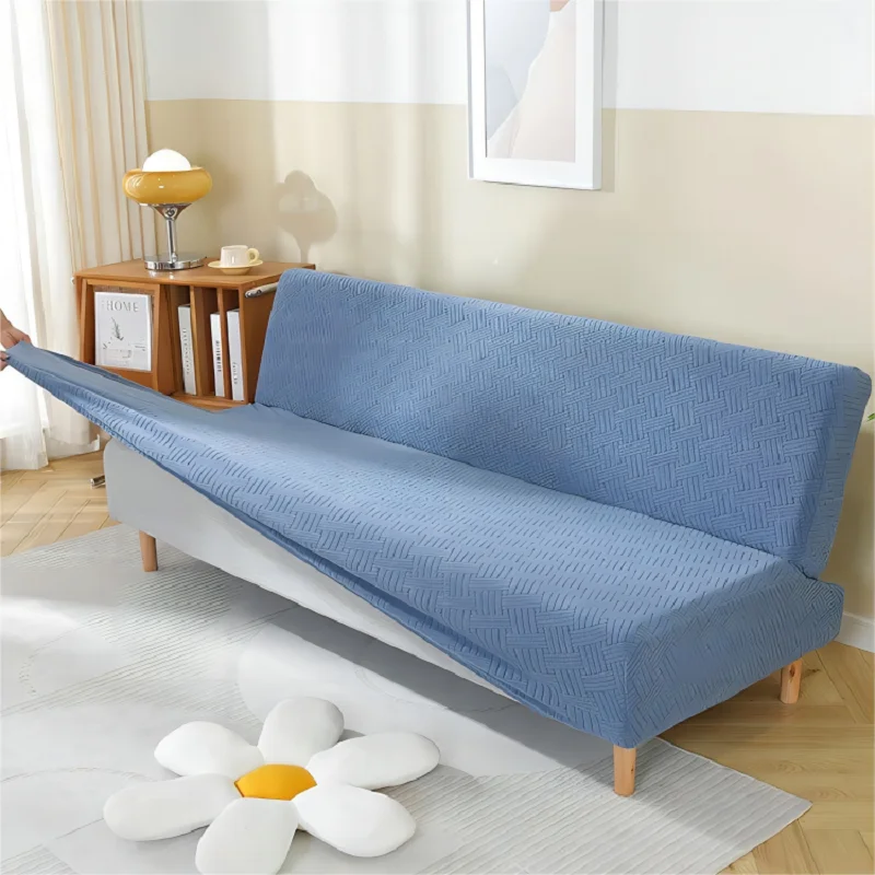 

Universal Elastic Sofa Cover with No Armrest Full Wrap Foldable Sofa Bed Cover Four Seasons Universal Straight Row Sofa Cover