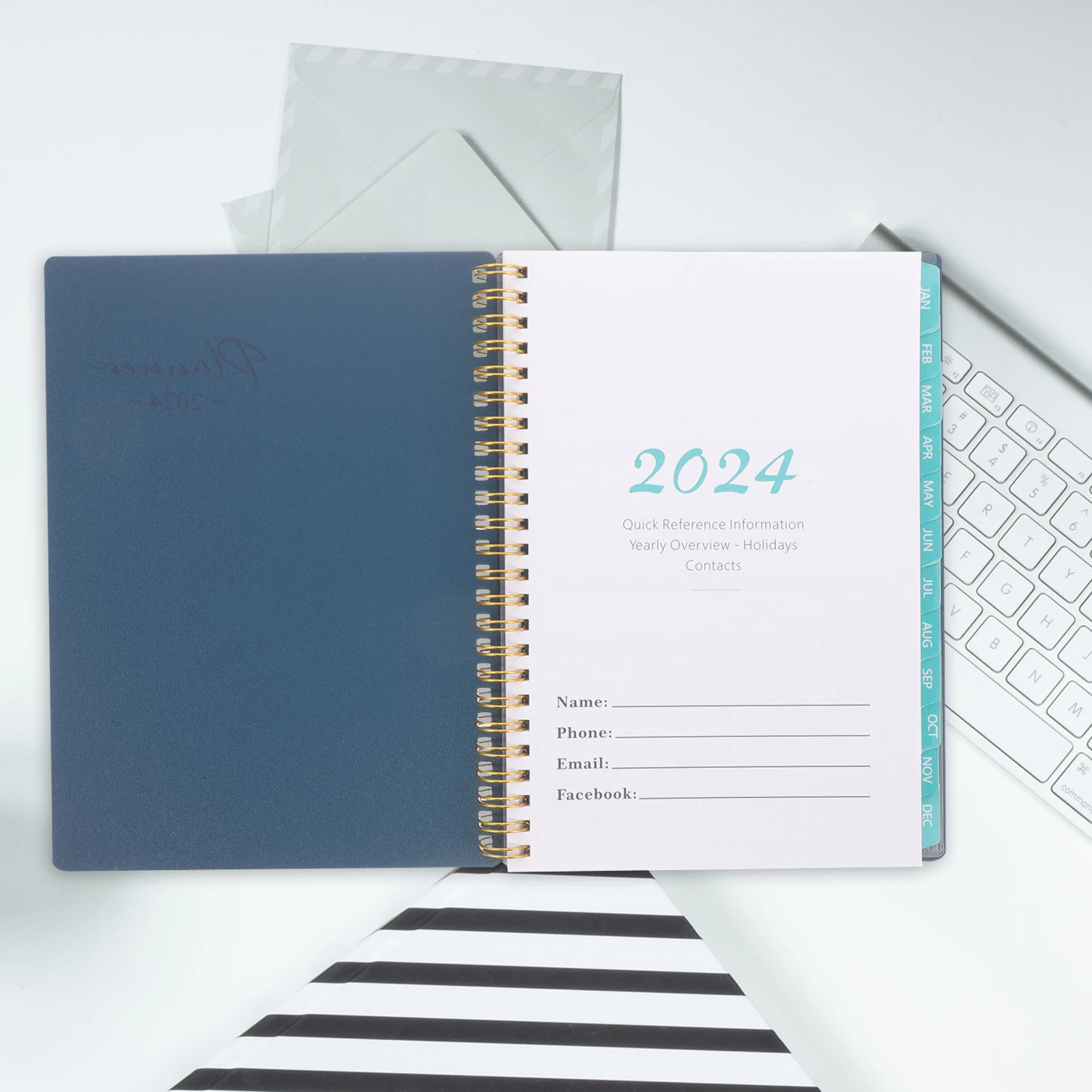 

PP Cover Blue Study School Work Teacher Lesson Planner 2024 Coil Note Organizer Household Planner Organizer 2024
