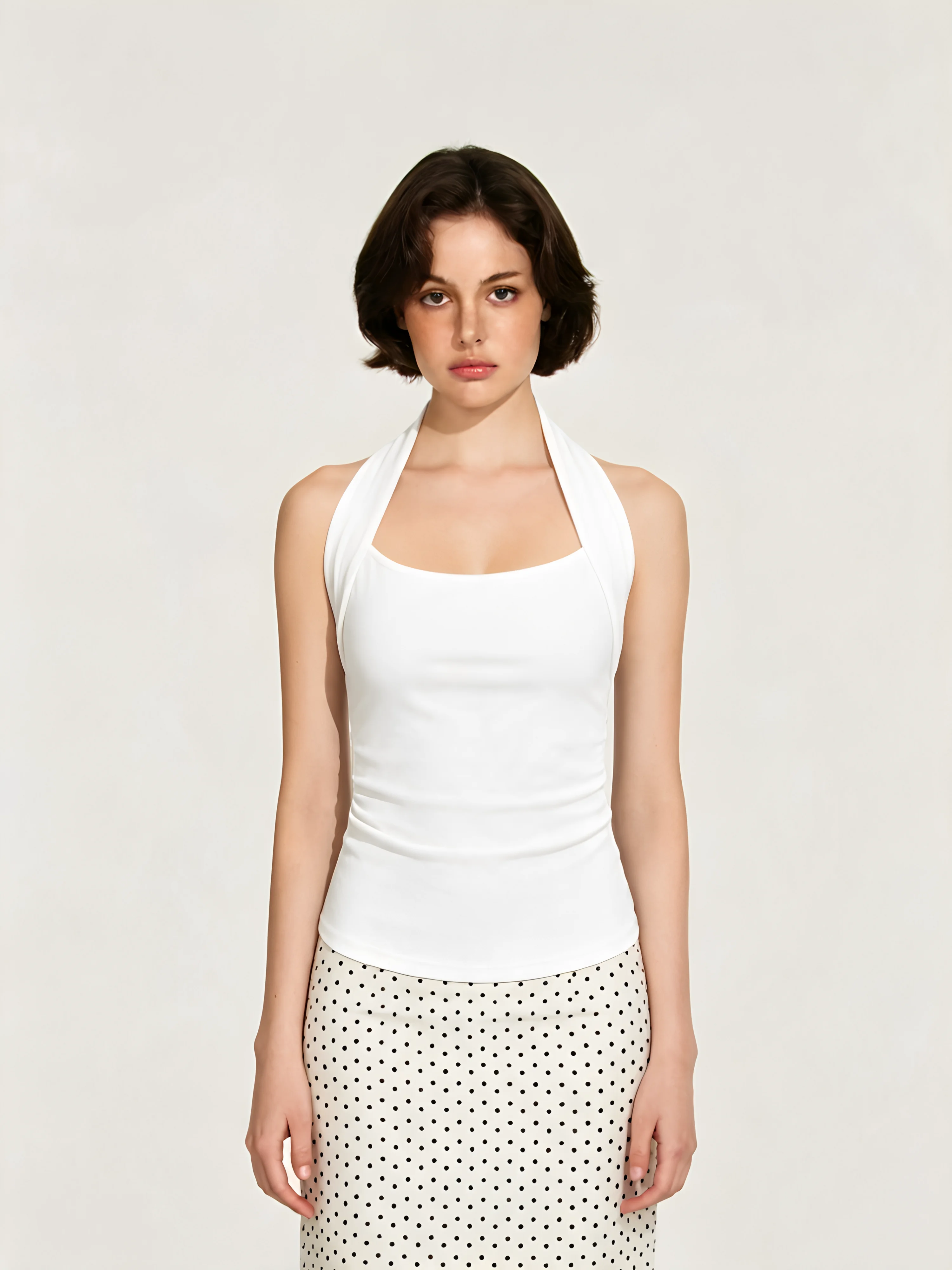 Women's 95 Cotton Halter Neck Tank Top plus Size Slim Fit Inner And Outer Wear Sexy Backless Casual Style U-Neckline High Ela...