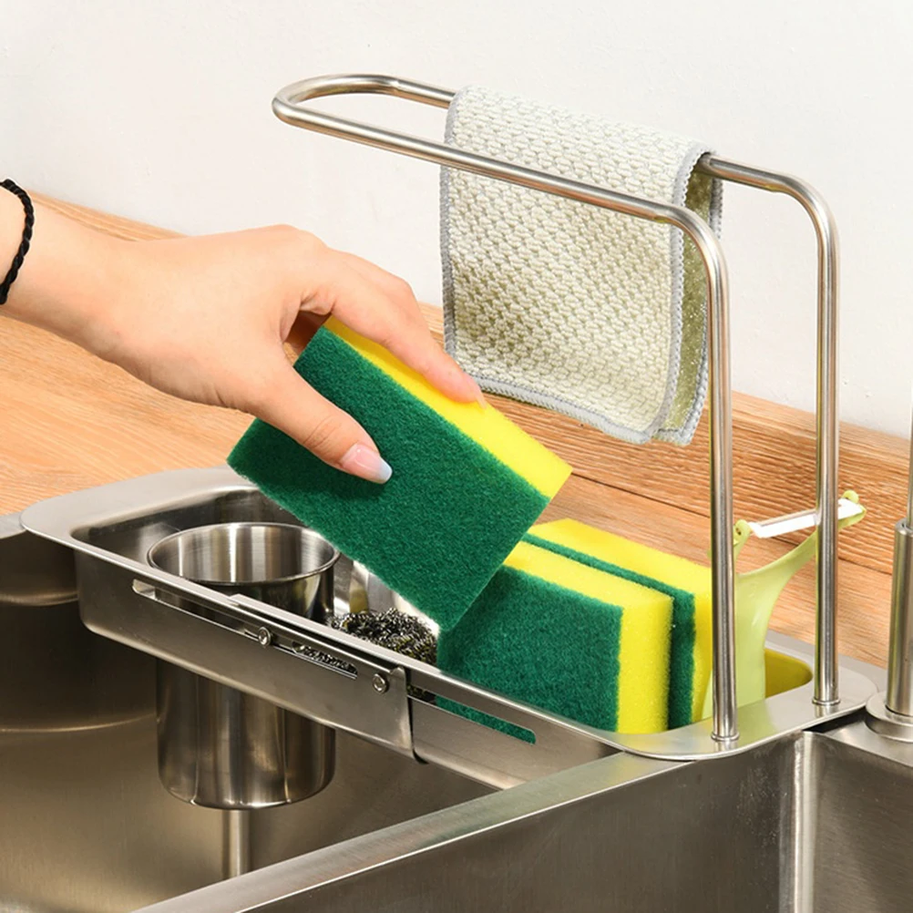 Stainless Steel Kitchen Sink Retractable Drain Rack Household Vegetable Wash Basin Drain Basket filter Basket