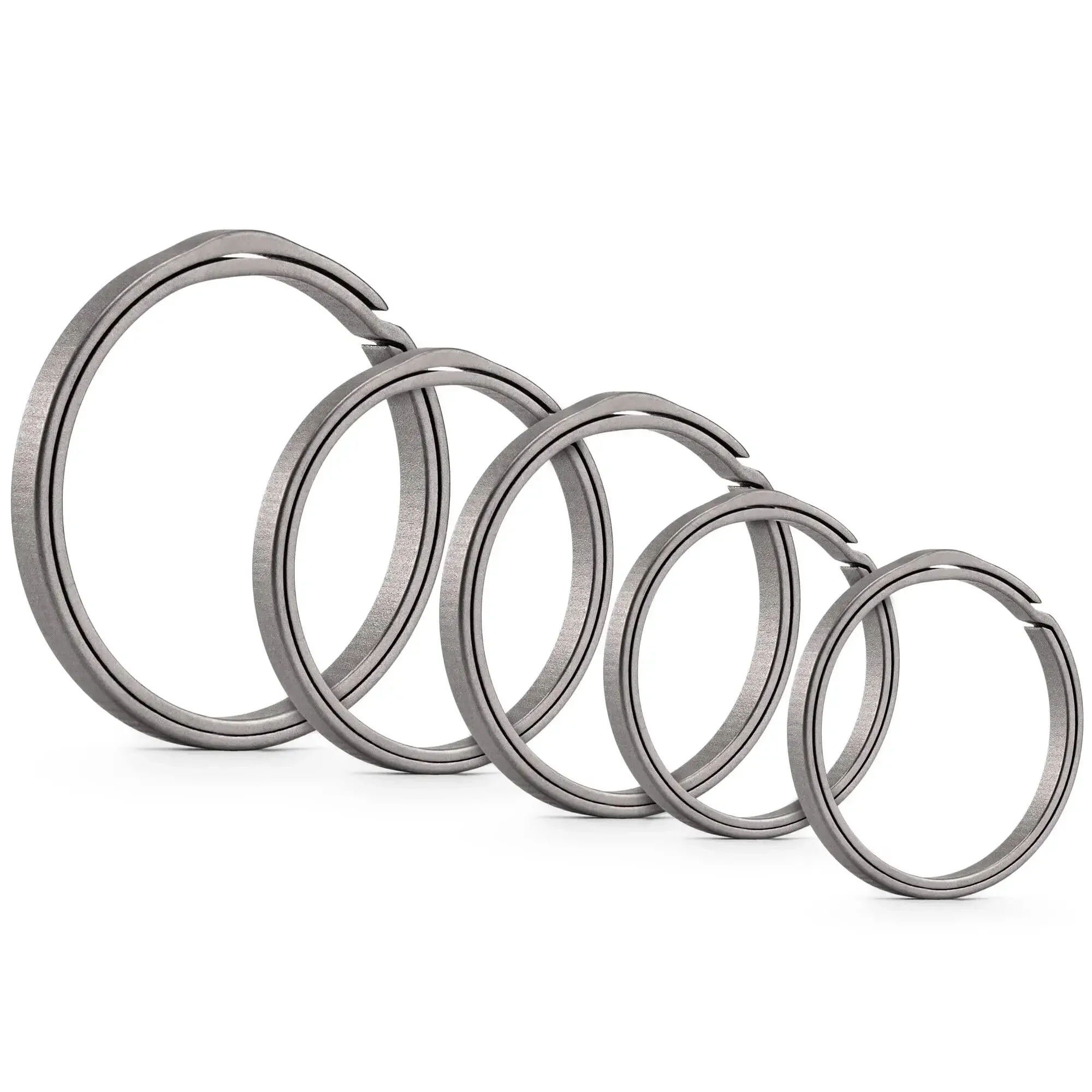 KeyUnity KA19 Key Ring for Keychain, Titanium Split Ring  Side Pushing Round Flat Key Ring for Man & Women