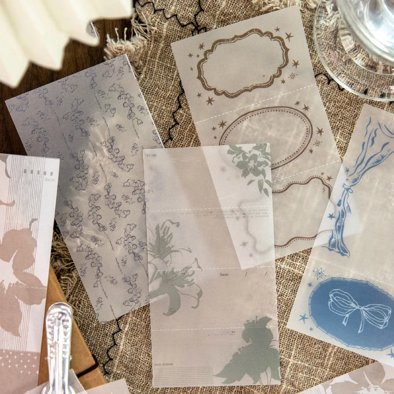 

Unfolding Time Series Vintage Flower Shadow Border Label Landscape Material Paper Creative DIY Junk Journal Collage Stationery