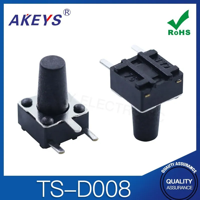 TS-D008 Copper Pin Side Three Pin Side Press and Gently Touch the Key Switch 6*6 Side Three Pin 6x6 Inching