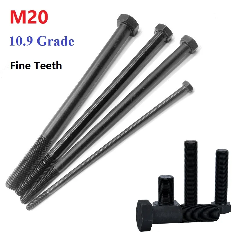 Carbon Steel Half Thread/Full Tooth Fine Pitch  10.9 Grade External Hex Hexagon Head M20 Screws Black Bolts New