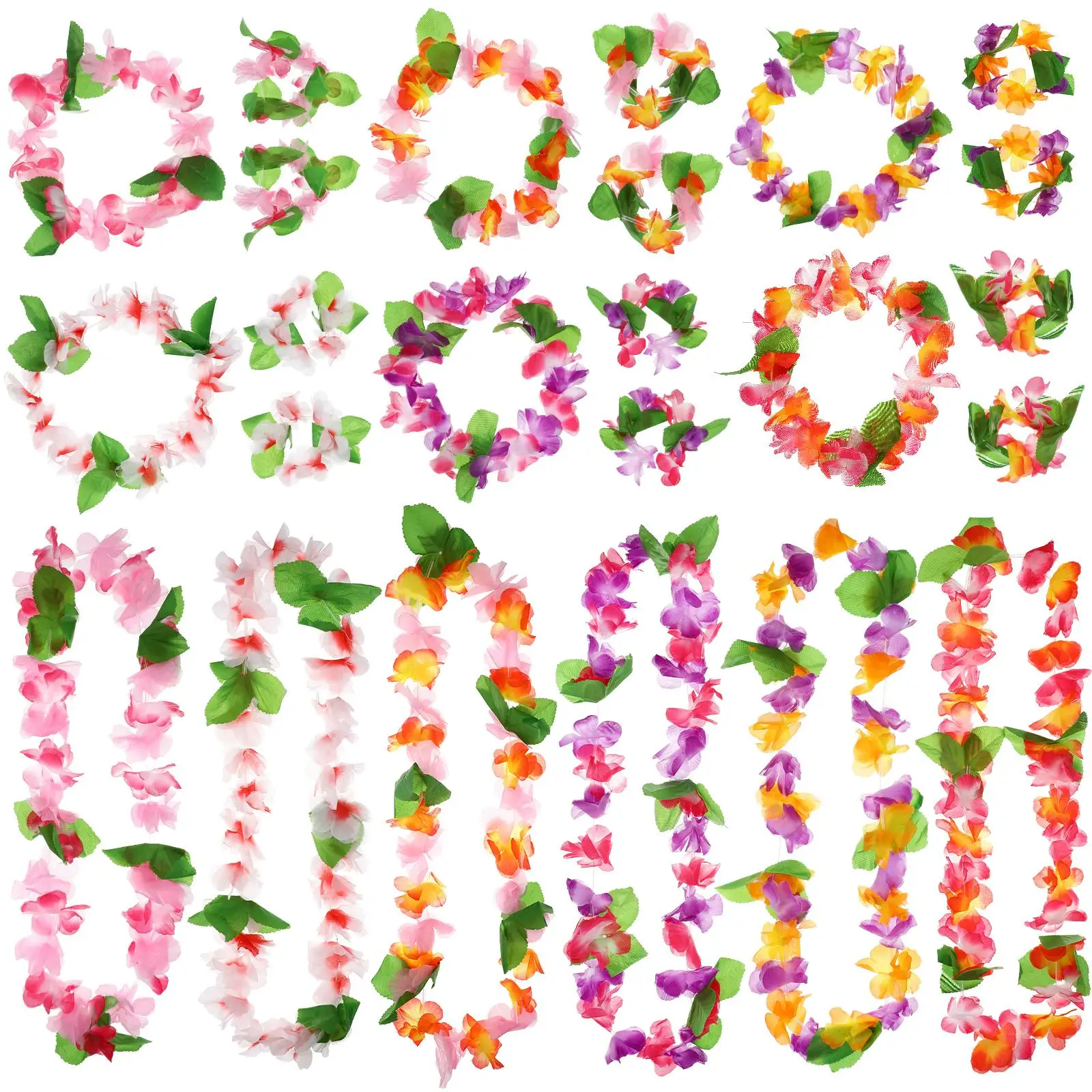 

Hawaiian Garland 6 Sets Artificial Flower Headbands Wreaths Lightweight Tropical Beach Party Accessories Summer Flowers Lei
