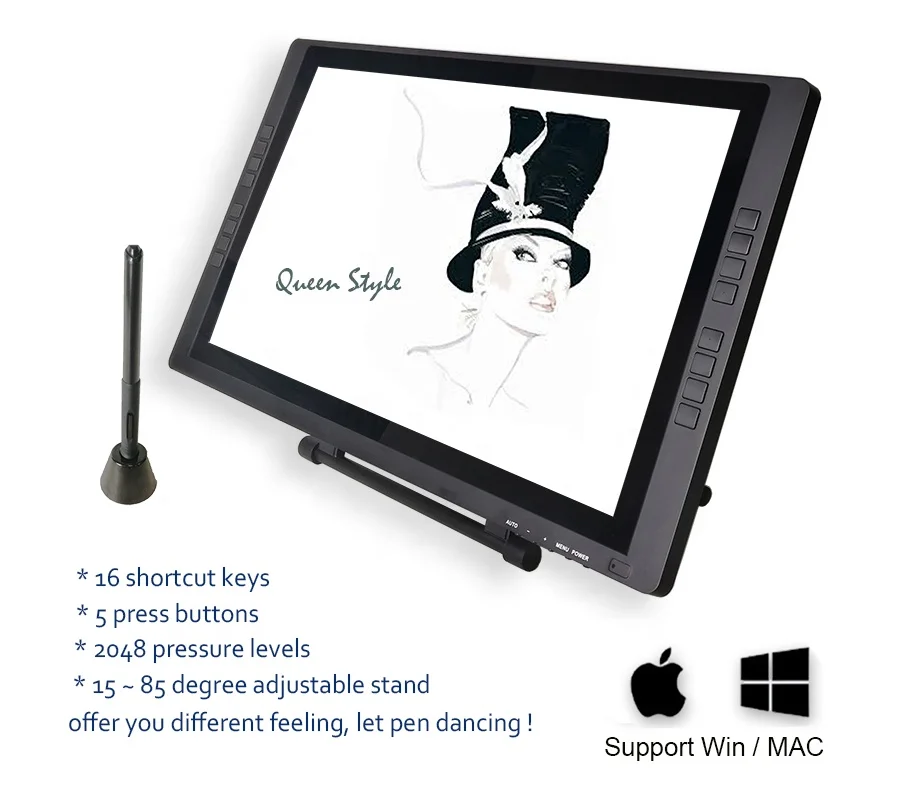 Professional Design Artist 22 Inch LCD Interactive Writing Digital Screen 1920x1080 Resolution 8192 Pen Graphic Tablet Monitor