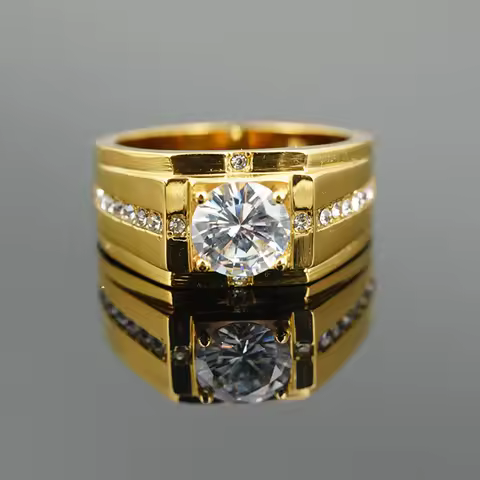 Luxury Gold Silver Color Classic Wedding Ring Men Women Stainless steel Inlaid Round Cubic Zircon Finger Rings Fashion Jewelry