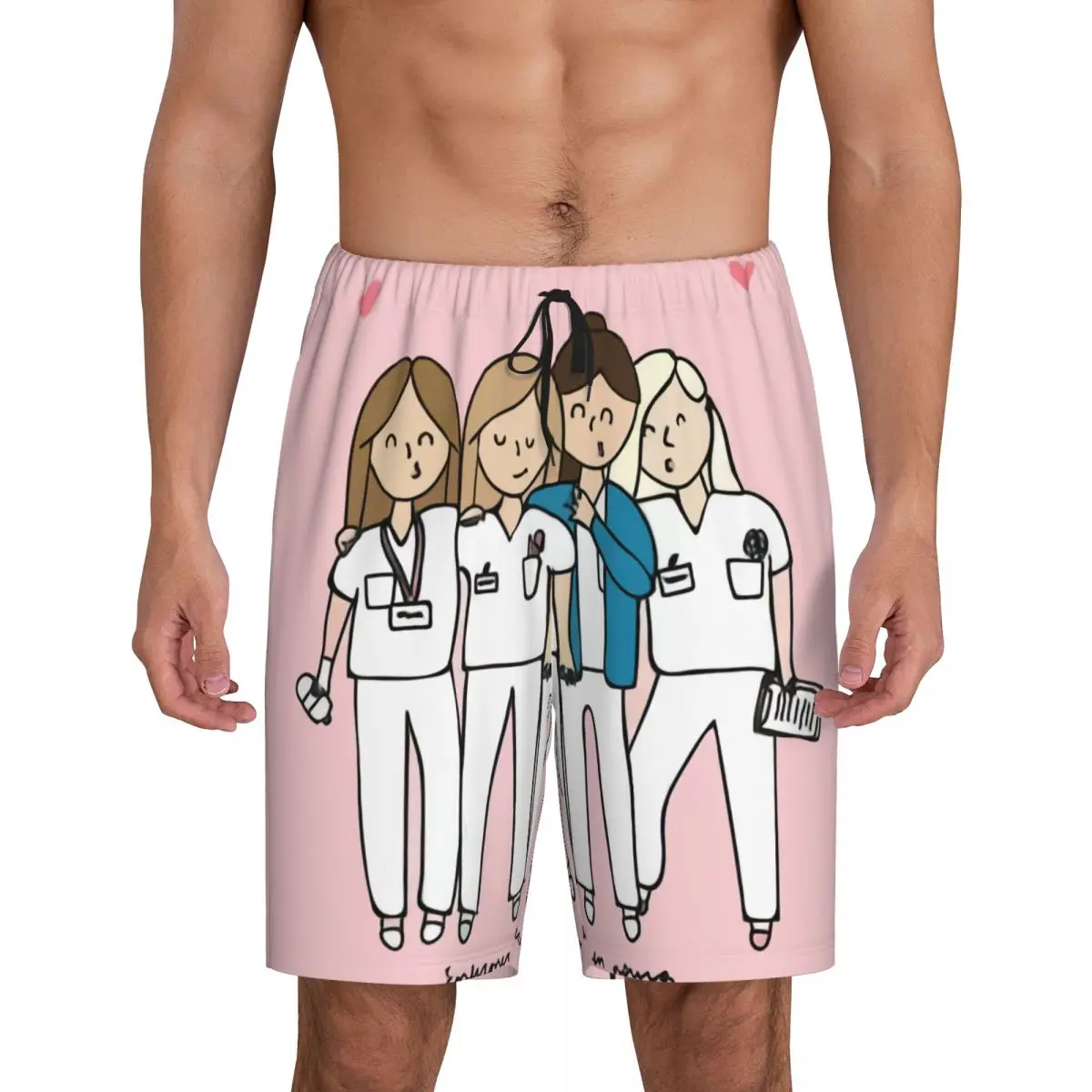 

Custom Enfermera En Apuros Doctor Nurse Medical Health Pajama Shorts Sleepwear Elastic Waistband Sleep Short Pjs with Pockets