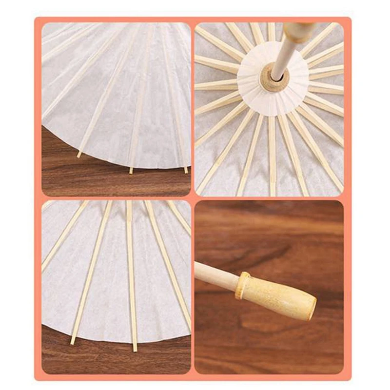 24PCS กระดาษ Parasol ร่มแต่งงาน PARTY Favor 40 ซม.ร่มไม้ไผ่สําหรับเจ้าสาว Centerpieces Photo Props