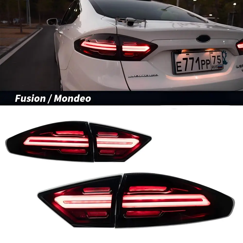 

Для Ford Fusion Mondeo 2013-2016: Светодиодные задние фонари с динамическим сигналом поворота, стоп-сигналом и ДХО. Автомобильные аксессуары, стайлинг, задние фонари.