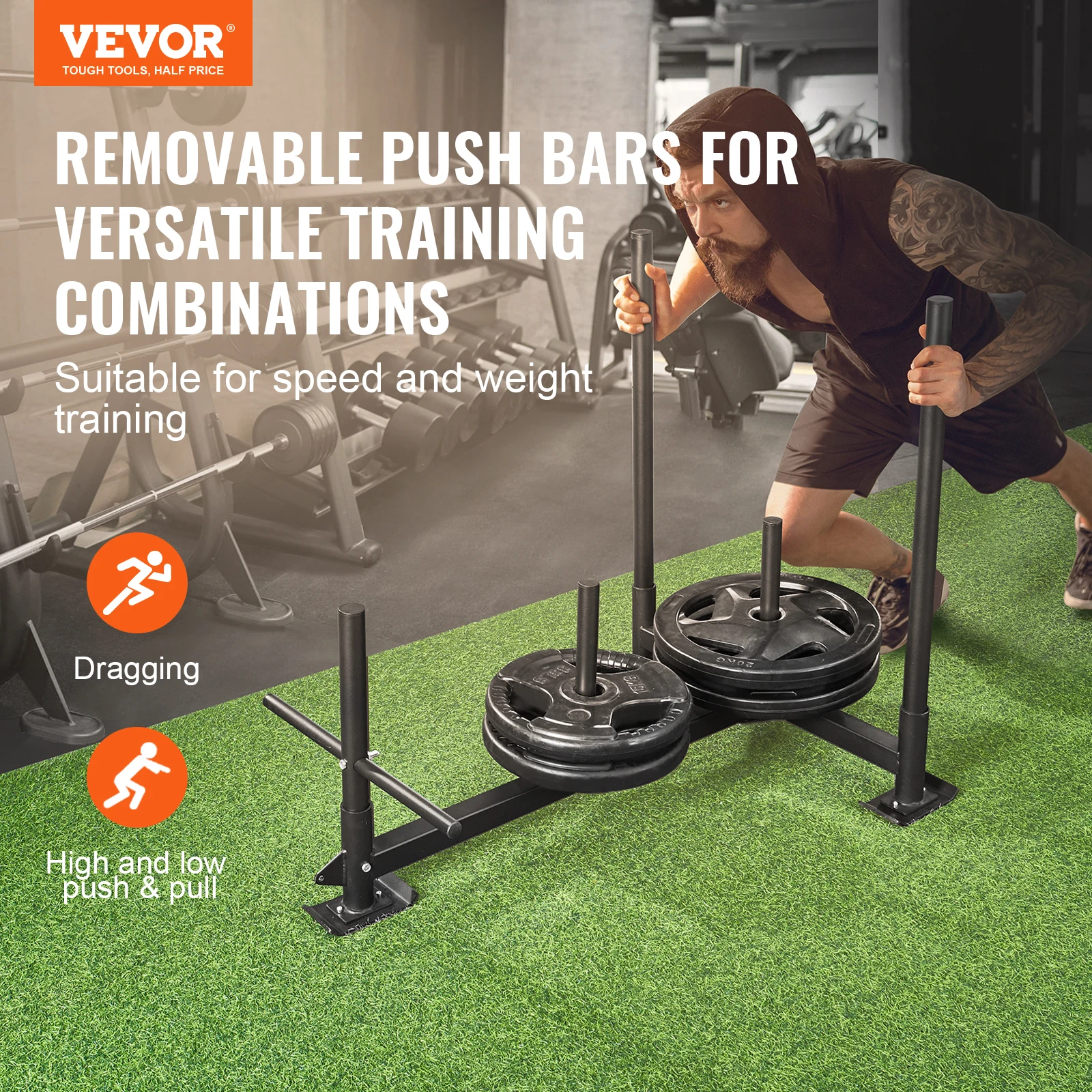 VEVOR Weight Training Sled Pull Push Power Sled Fitness Strength Resistance Training  for Athletic Exercise & Speed Improvement