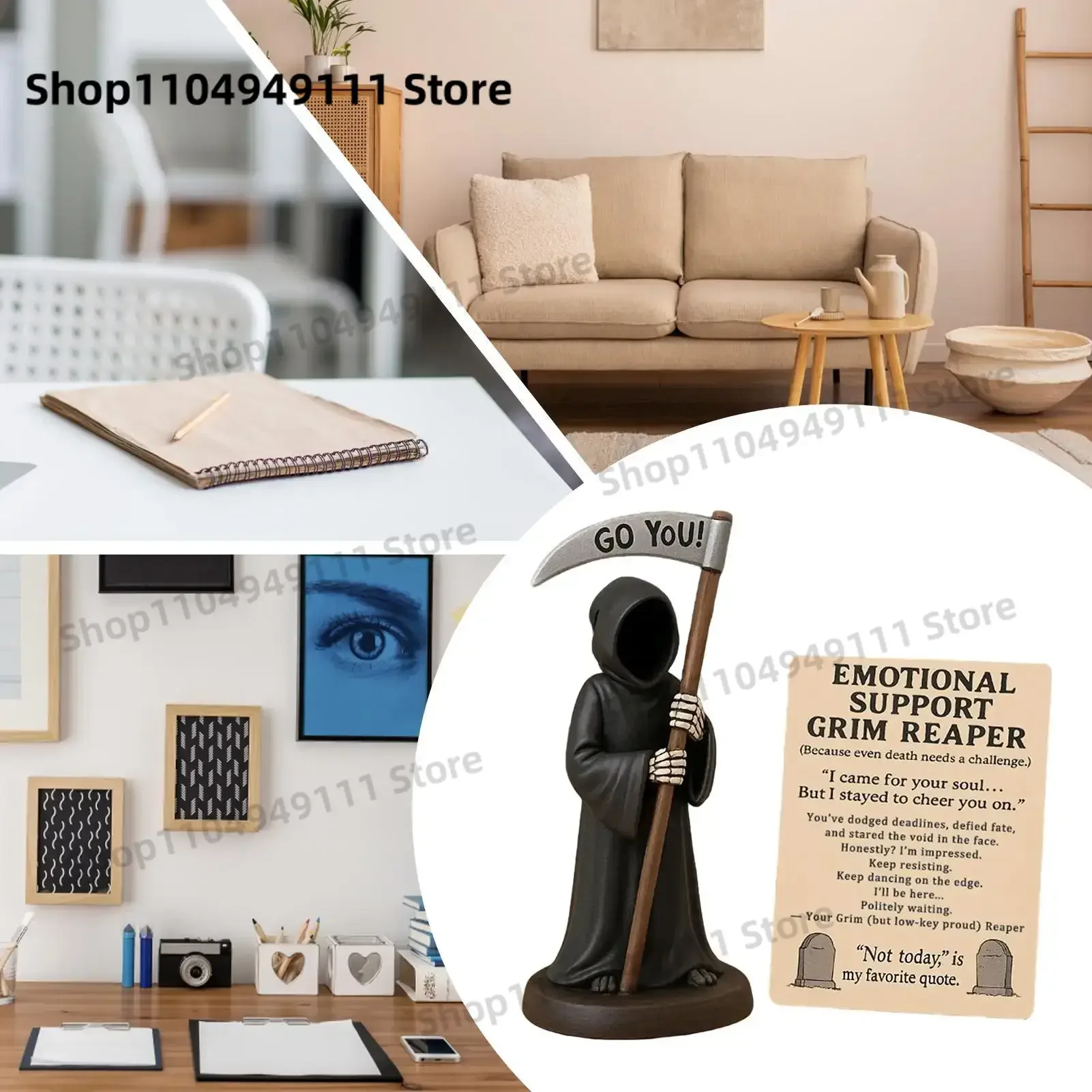 

Gothic Black Death Statue Death-Themed Sculpture for Desk Horror Ghost Sculpture Decoration Resin Figurine Halloween Ornaments